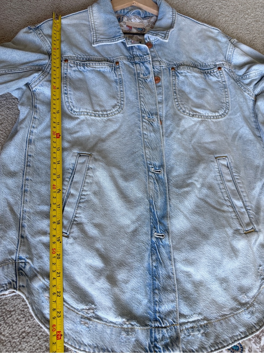 Anthropologie Pilcro Drapey Denim Shirt Jacket Small Light Wash Oversized - Picture 11 of 16